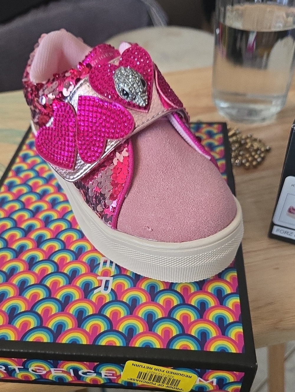 Kurt Geiger Pink Sequin Heart Slip-On Sneakers